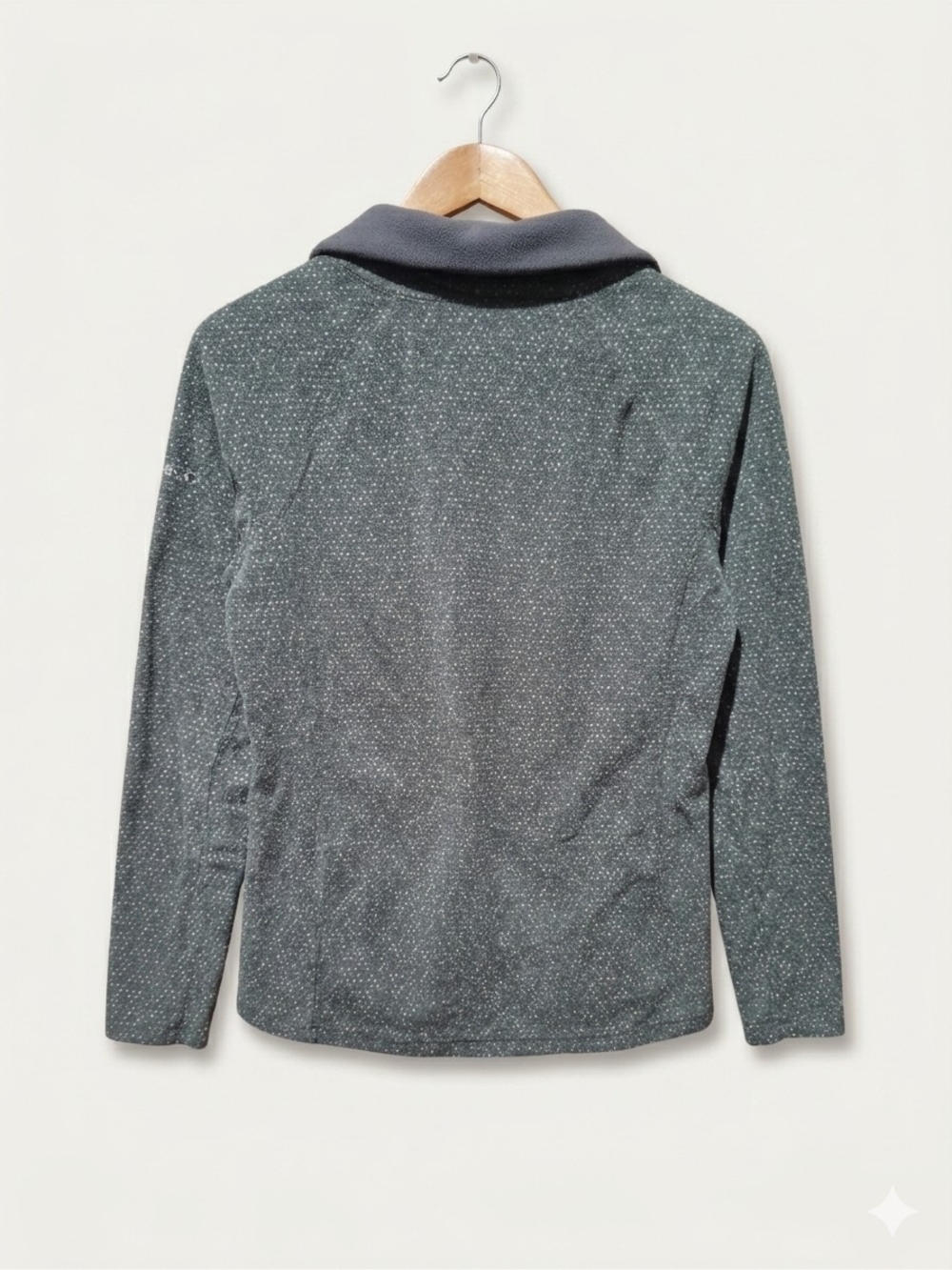 Columbia Charcoal Black Gray White Dot Half-Zip Fleece Pullover Size Large - Picture 3 of 6